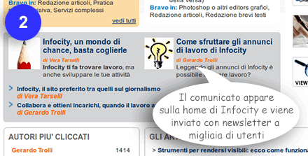 Il comunicato appare in homepage